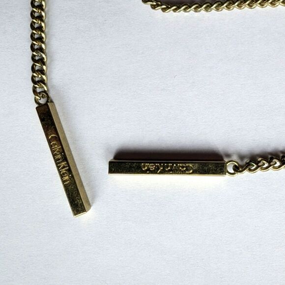 Calvin Klein Wrap goldtone bar pendant chain necklace * belt - Picture 4 of 8
